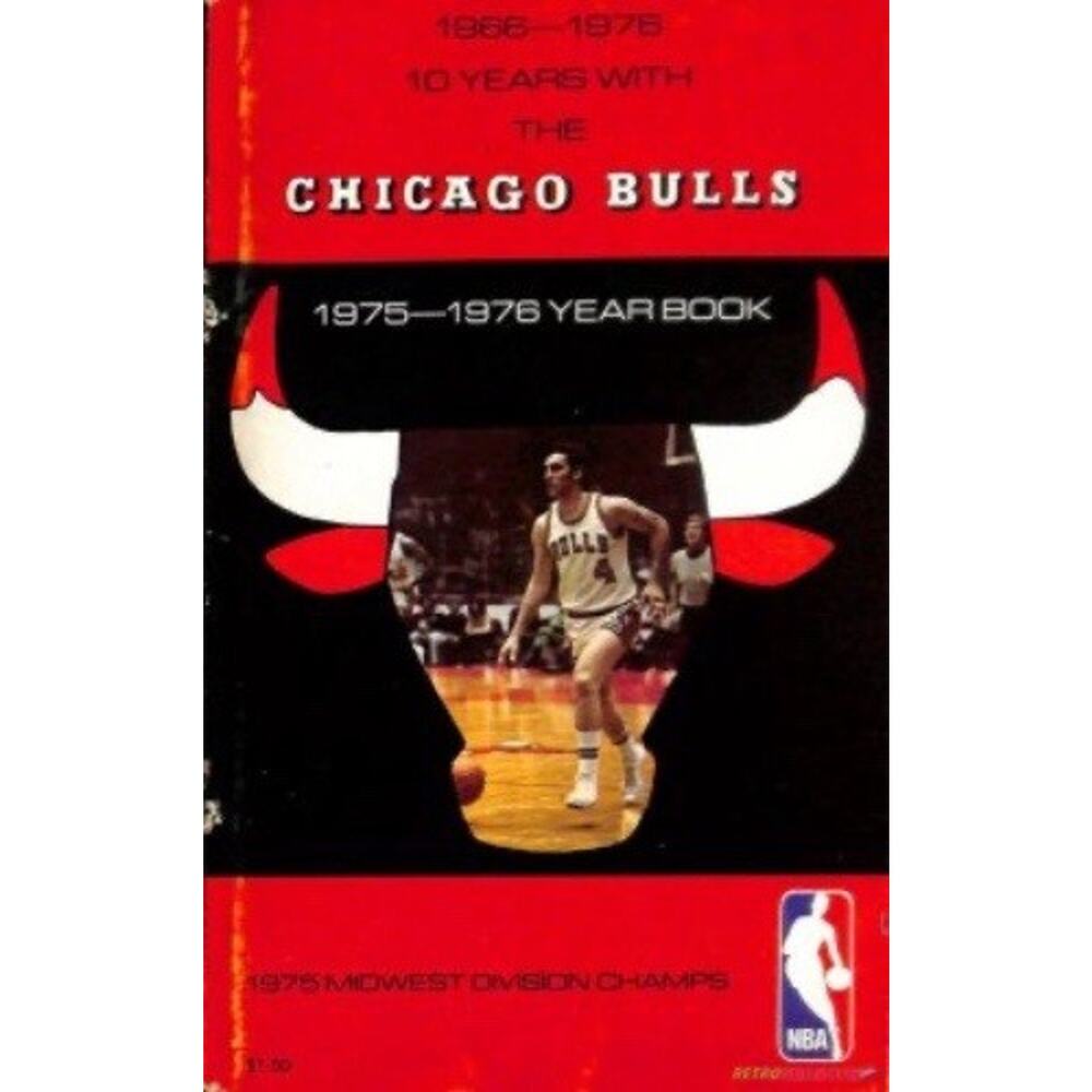 Chicago Bulls 1975-1976 Year Book NBA 10 Years With Cover On 12x8in Metal Sign